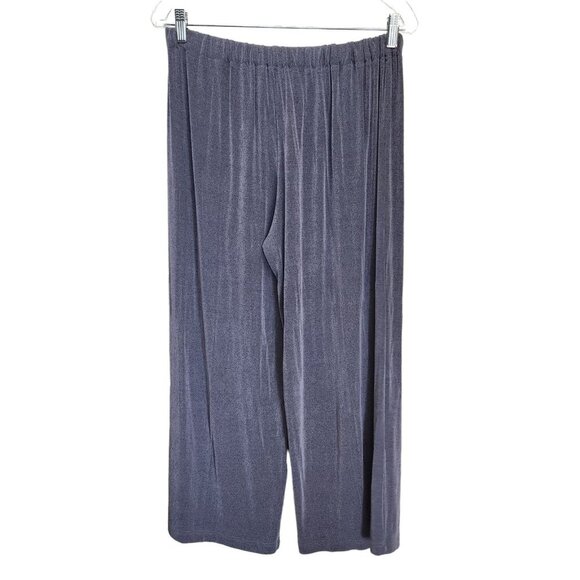 Flax Pull On Wide Leg Cropped‎ Pants Womens Small Gray Slinky Acetate No Iron - Picture 3 of 13